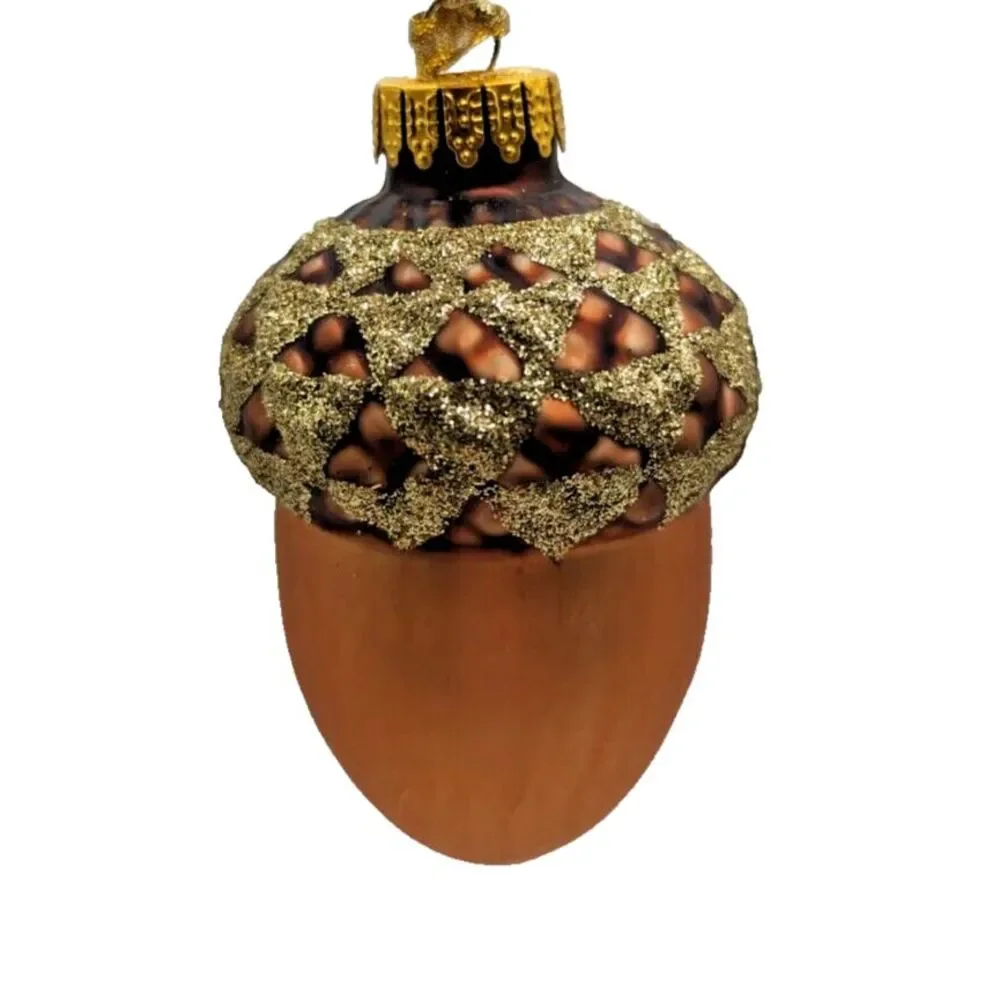 Acorn Blown Glass Ornament Lot of 6
